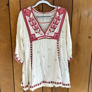 Free People Embroidered Mini Dress (M)